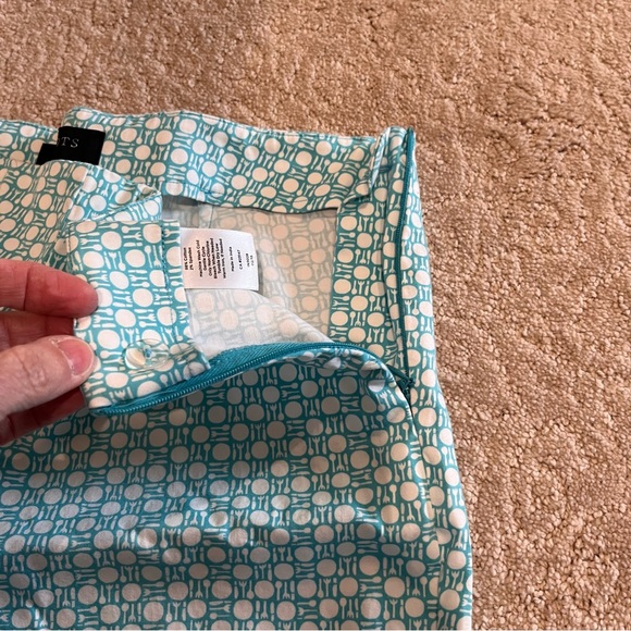 Talbots Heritage Capri Aqua & White Patterned  Pants Size 6P - Picture 10 of 11